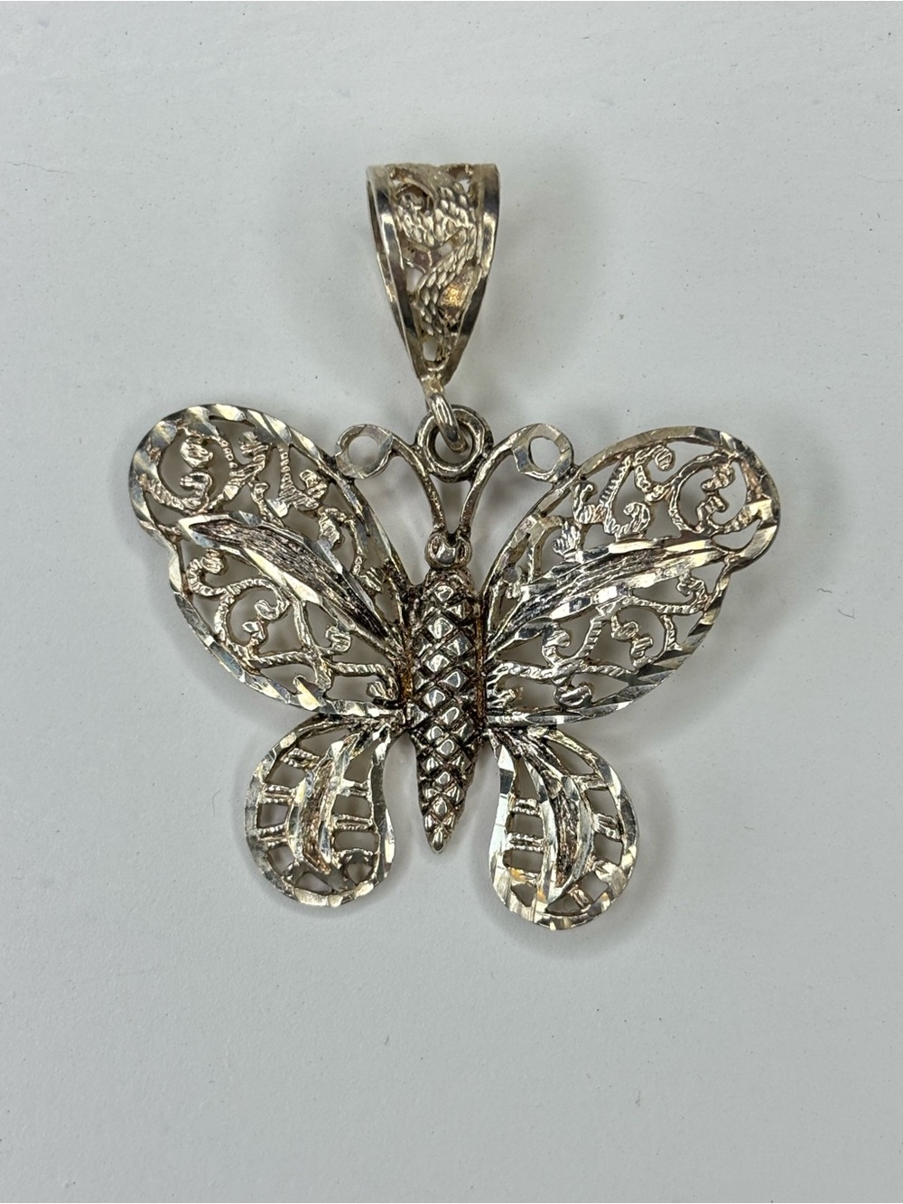 Sterling Silver Butterfly Filigree Pendant